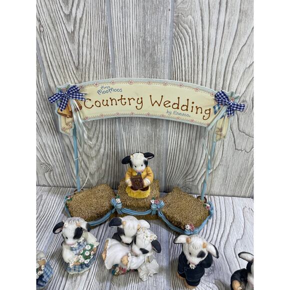 Mary's Moo Moo's Cows Lot of 9 Pieces Marriage Wedding Theme Enesco Vintage - Picture 6 of 9